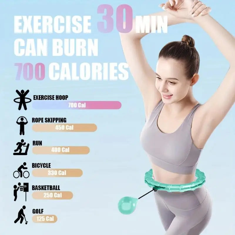 Smart Adjustable Weighted Hula Hoop – 15–24 Detachable Links, 17.72 in (45 cm) 360° Rolling Massage Fitness Hoop for Adults Weight Loss