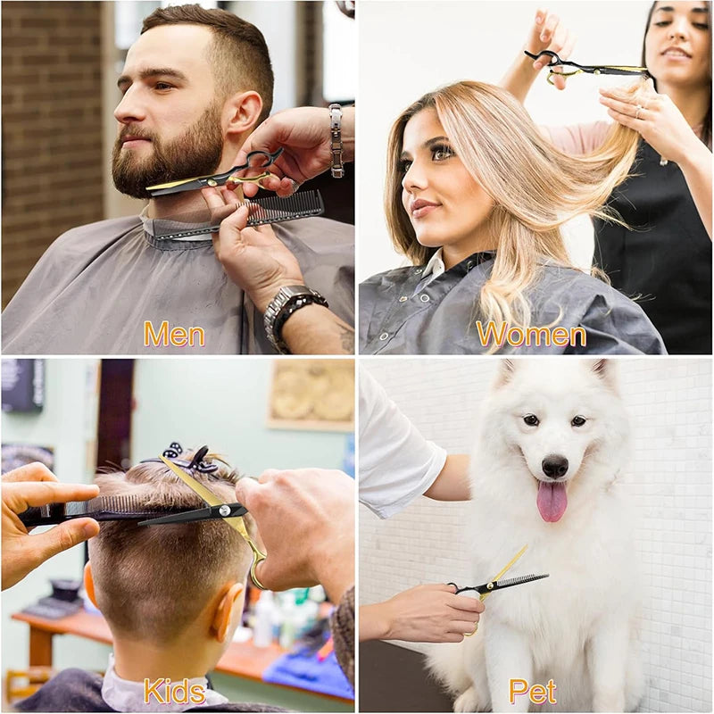 12-Piece Professional Hair Scissor Set – 6.75 in (17 cm) 4Cr13 Stainless Steel Barber Cutting & Thinning Shears