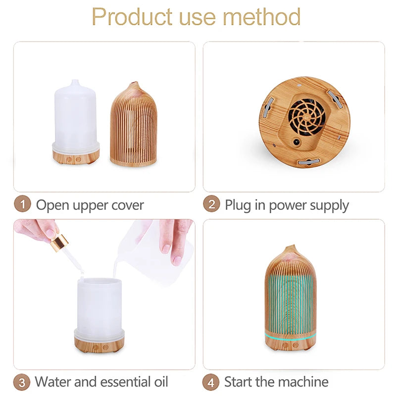 USB Essential Oil Diffuser - Mini Ultrasonic Cool Mist Humidifier with 7-Color LED Night Light for Home & Office