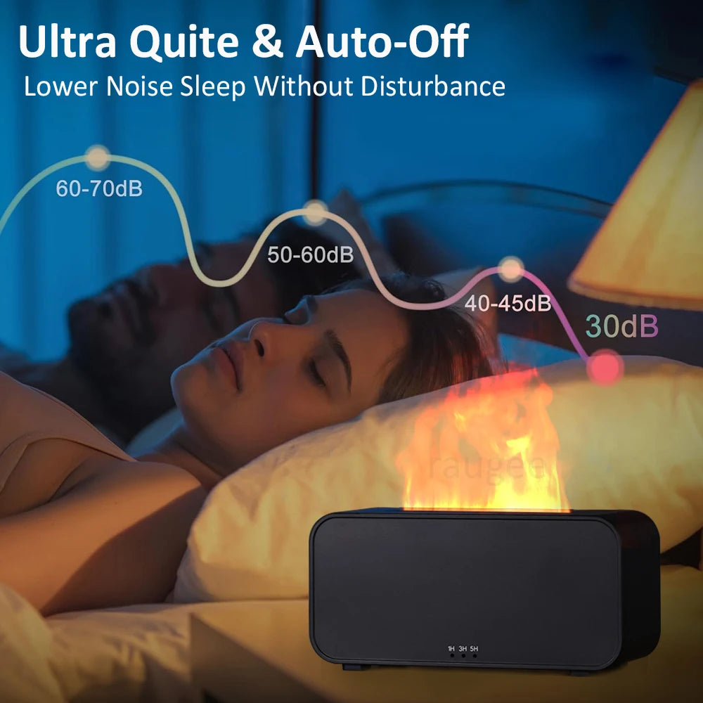 Mini Flame Aroma Diffuser - 7-Color LED Humidifier with Essential Oil Aromatherapy & Timer for Home, Bedroom, Office