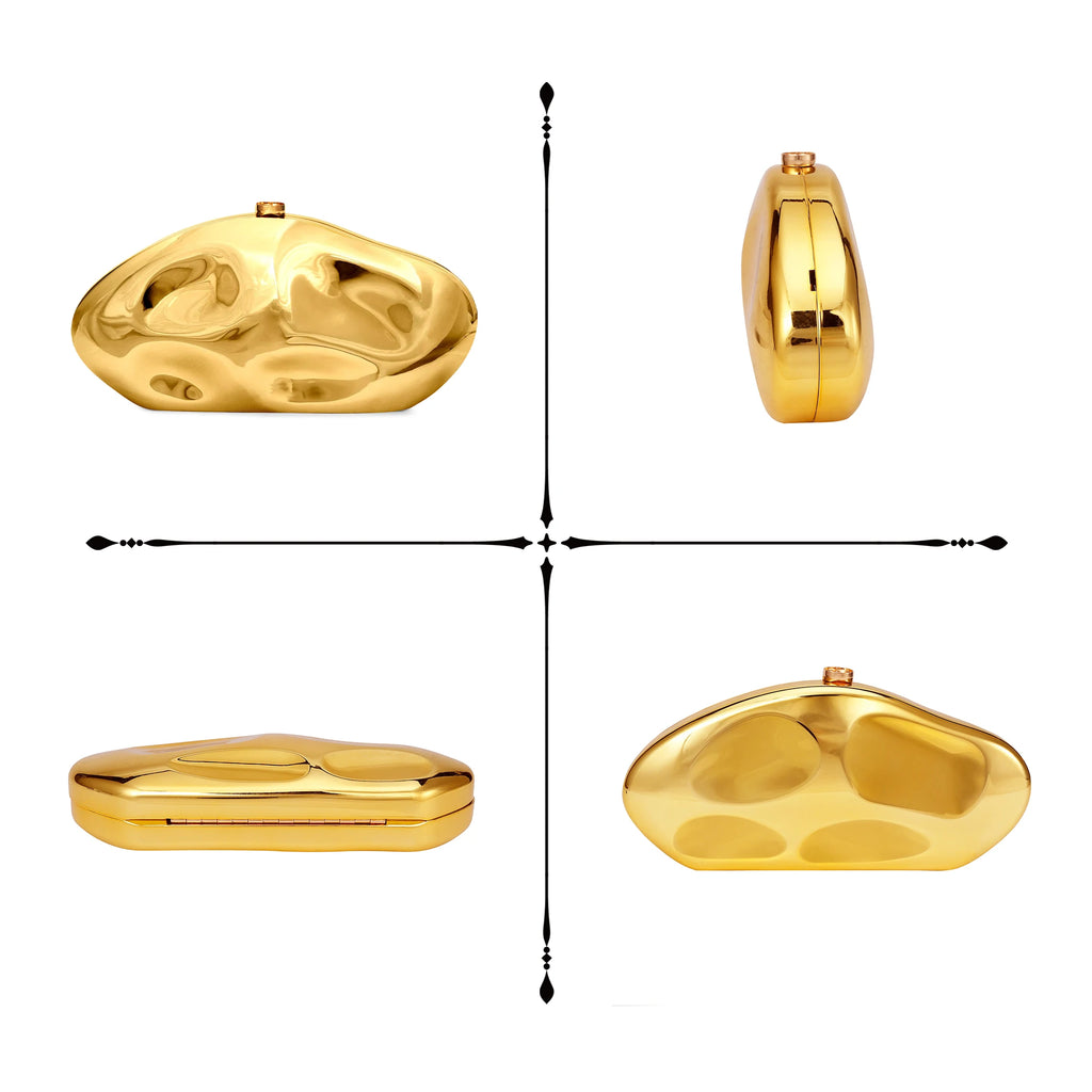 Asymmetrical Stone Shape Metal Acrylic Clutch – Women's Wedding & Evening Party Handbag