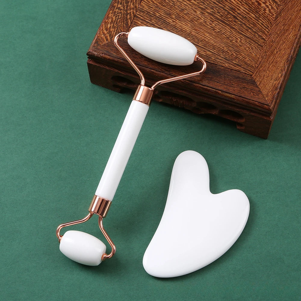 Natural Resin Gua Sha and Facial Roller - Massager for Face, Neck & Eyes