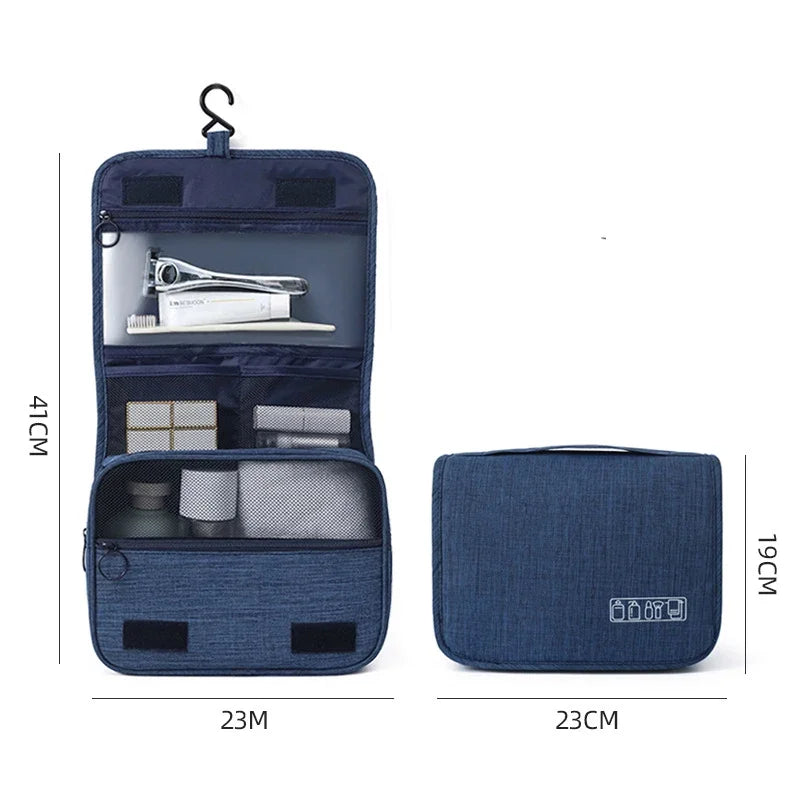 Oxford Fabric Travel Toiletry & Cosmetic Organizer Bag – Waterproof Hanging Wash Pouch, 7.5 in (19 cm)