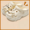 Women DIY Silver Chain Bear Charm EVA Clogs, Platform Garden & Beach Sandals for Summer Spring Autumn