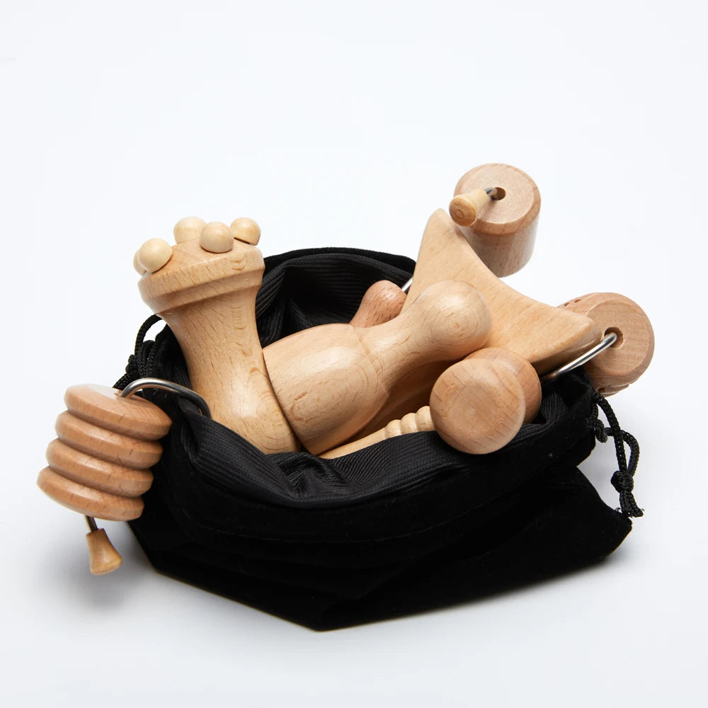 MERALL Maderoterapia Wood Therapy Massage Kit – Gua Sha, Wooden Cupping & Roller for Facial Lifting, Body Contouring & Lymphatic Drainage