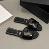Woven Open Toe Flat Slides for Women Comfortable Casual Summer Slip-On Sandals