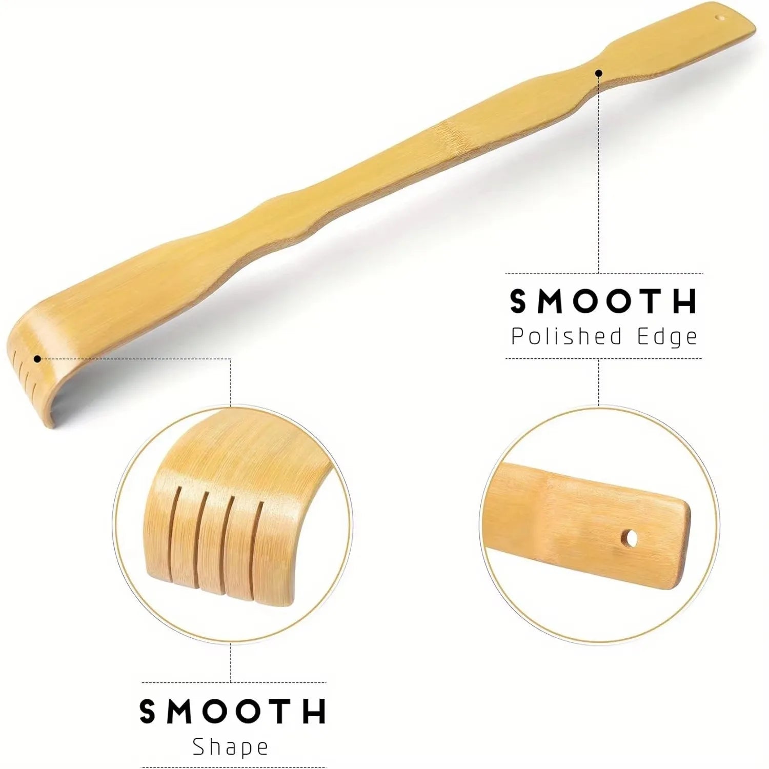 Bamboo Back Scratcher Stick with Massage Roller – Long Wooden Back Scratcher for Men & Women