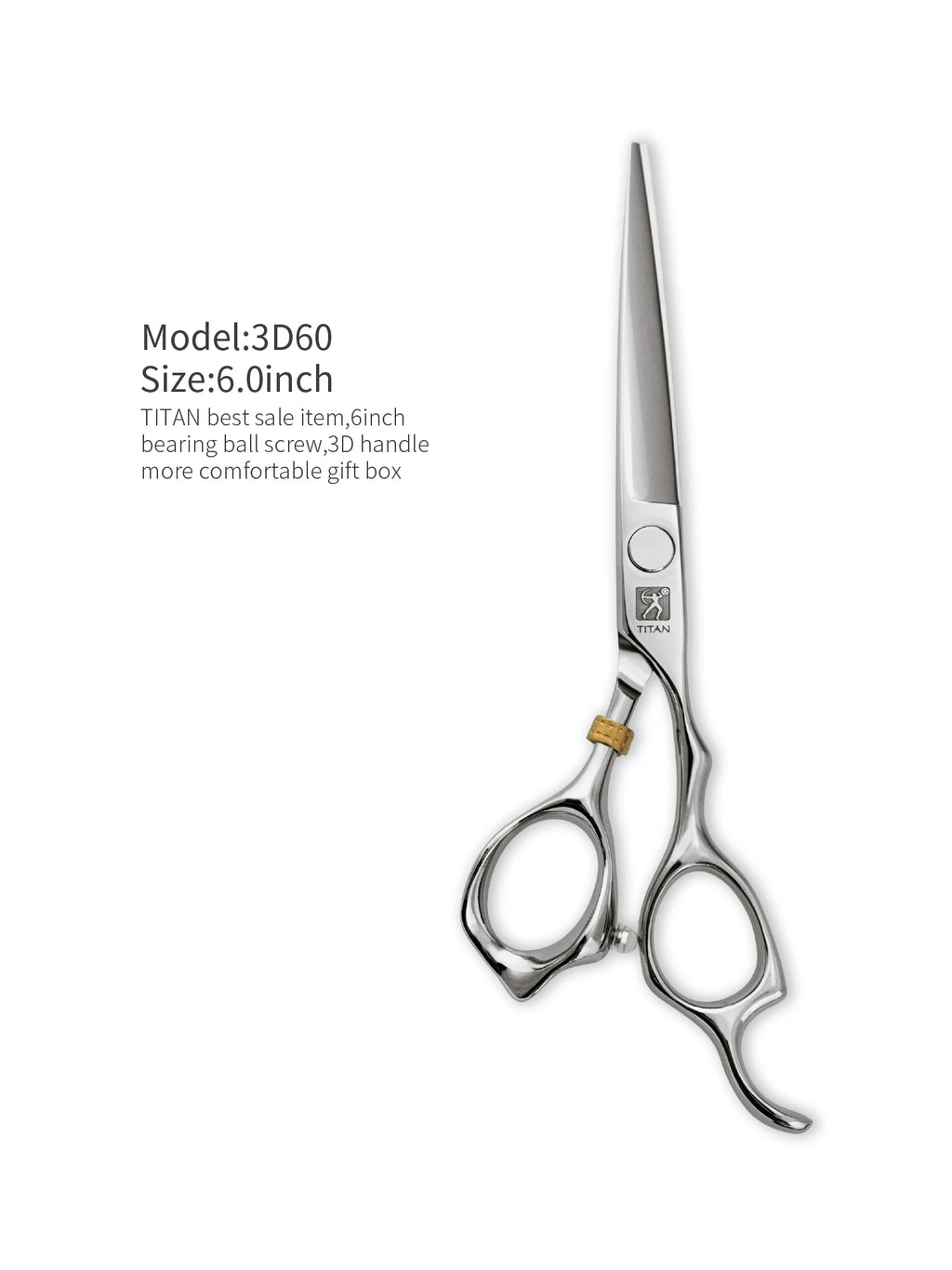 TITAN 3D Professional Barber Hairdressing Shears 6.0 in (15 cm) Japan 440C Stainless Steel