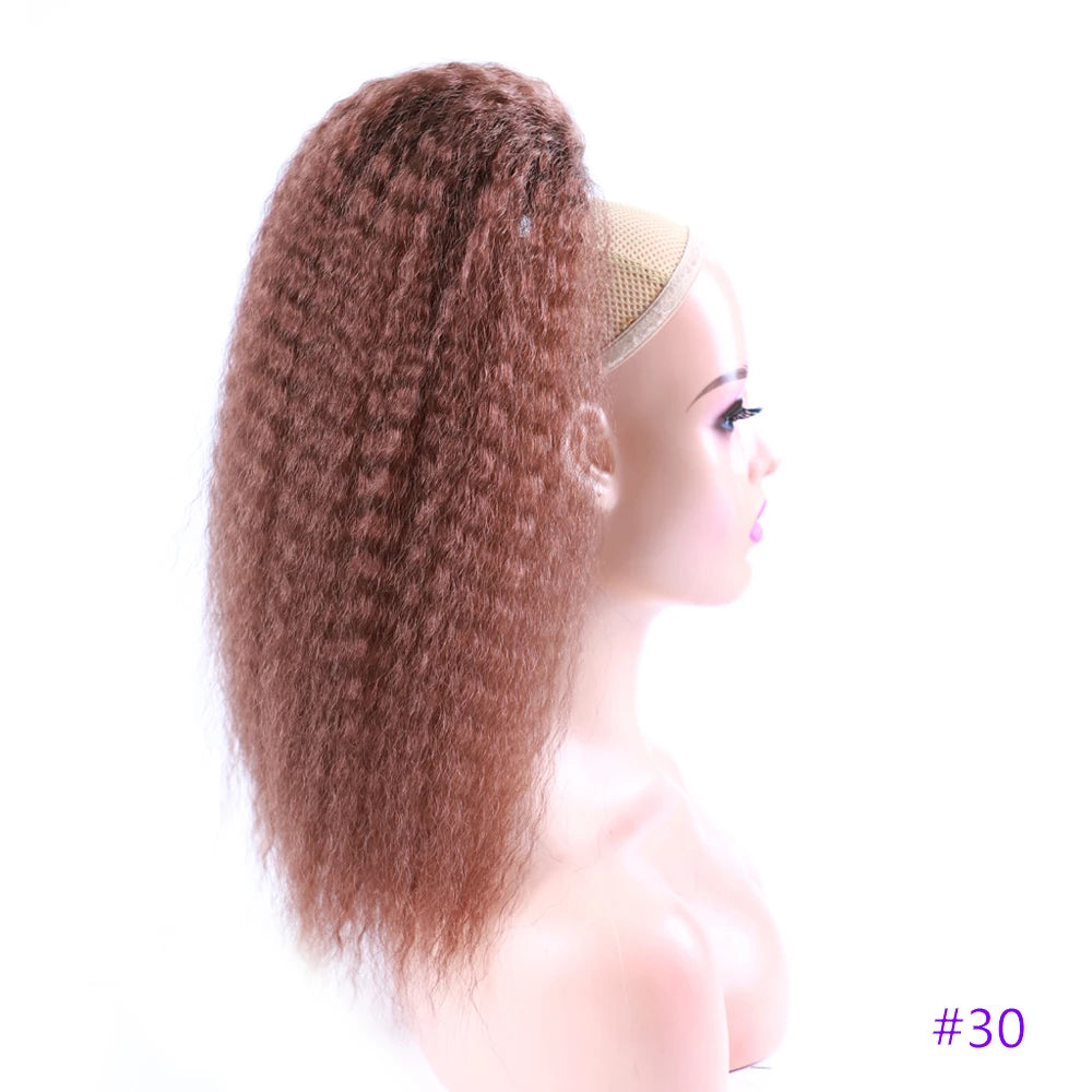 Kinky Curly Drawstring Ponytail Synthetic Hair Extension High Puff Afro Hairpiece — 12–30 in (30–76 cm)