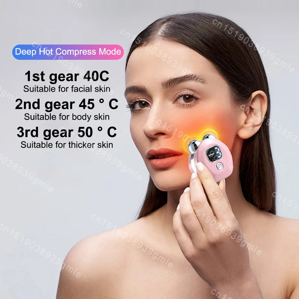 Microcurrent Facial Massager Roller — Vibration EMS Face & Neck Lifting Skin Tightening Anti-Wrinkle Device