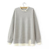 Plus Size Drop Shoulder O-Neck Knit Sweater — Block Color Two-Piece Look Pullover, Long Sleeve Autumn Winter