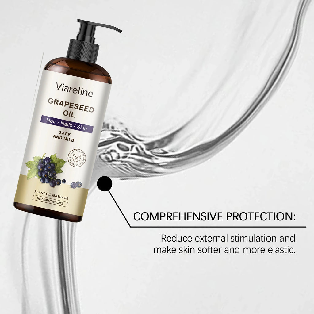 Grapeseed Oil 237 ml (8 fl oz) – Fast-Absorbing Moisturizing Body, Hair & Nail Massage Oil
