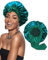Satin Double Layer Sleep Bonnet with Wide Tie Band - Stretch Silky Nightcap Hair Wrap Shower Cap, One Size Fits Most