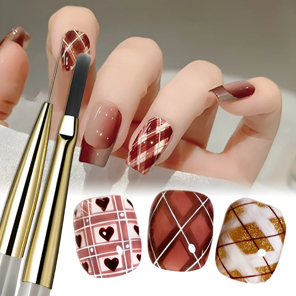 Plaid Nail Art Brush 0.5mm Fine Detail Brush for Tartan, Lines & Gel Acrylic Nails