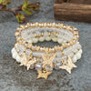 4-Piece Pink Butterfly Beaded Bracelet Set for Women - Acrylic Elastic Boho Stackable Bracelets Gift