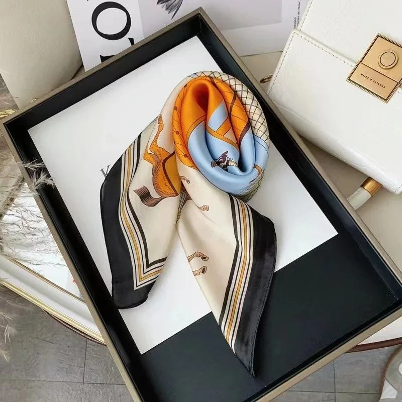 Luxury Satin-Feel Square Scarf 70 x 70 cm (27.6 x 27.6 in) – Women's Fashion Neck Wrap, Headband & Bandana