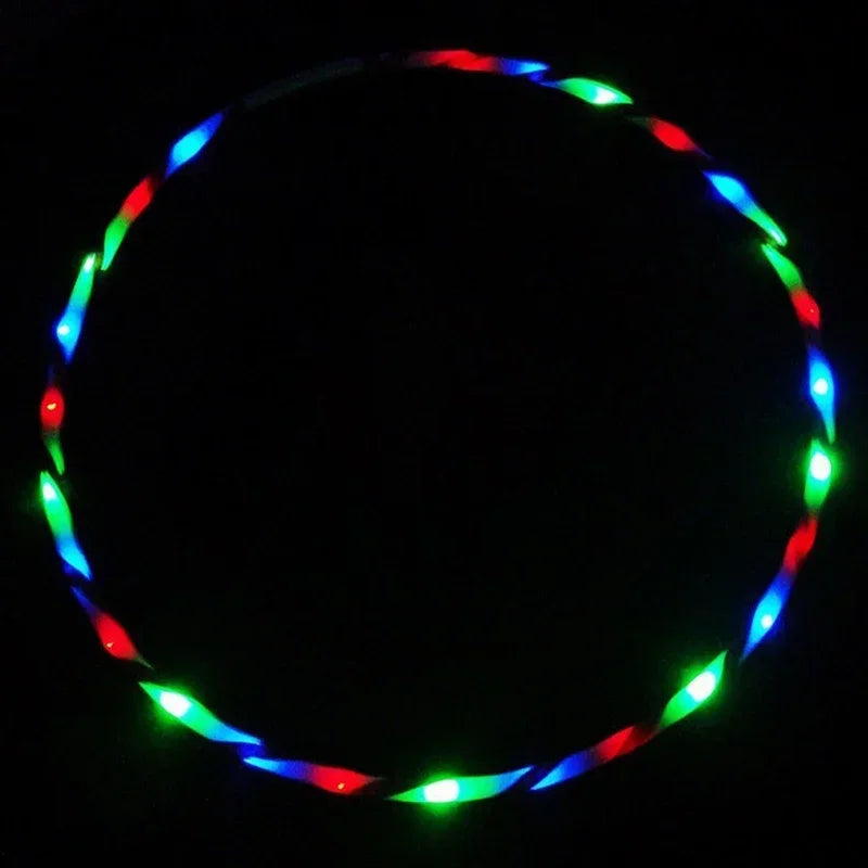 LED Hula Hoop 60/70/80/90cm (24/28/31/35 in) Colorful Luminous Fitness Hoop for Women & Kids, Weighted Exercise & Home Workout