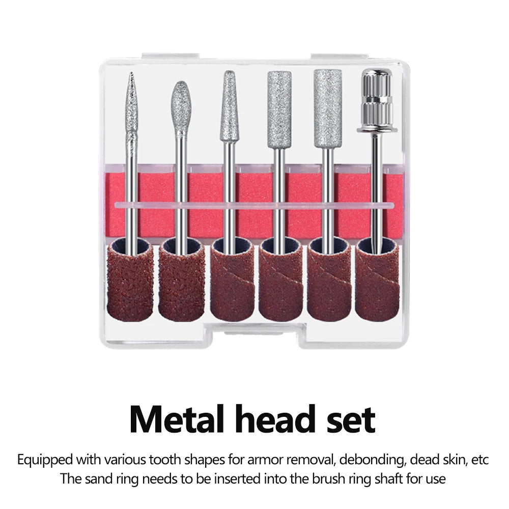 YIKOOLIN 6-in-1 USB Electric Nail Drill Kit — Portable Pen-Style Manicure Polisher with Nail Art Bits