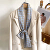 Women's Silk-Feel Printed Long Narrow Scarf 12 x 148 cm (4.7 x 58.3 in) - 50+ Colors | Headband & Shawl