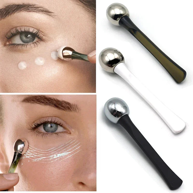 Gold Alloy Eye Massage Roller & Eye Cream Applicator Spatula - Facial Spoon for Dark Circles & Anti-Wrinkle Care