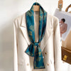 Women's Silk-Feel Printed Long Narrow Scarf 12 x 148 cm (4.7 x 58.3 in) - 50+ Colors | Headband & Shawl