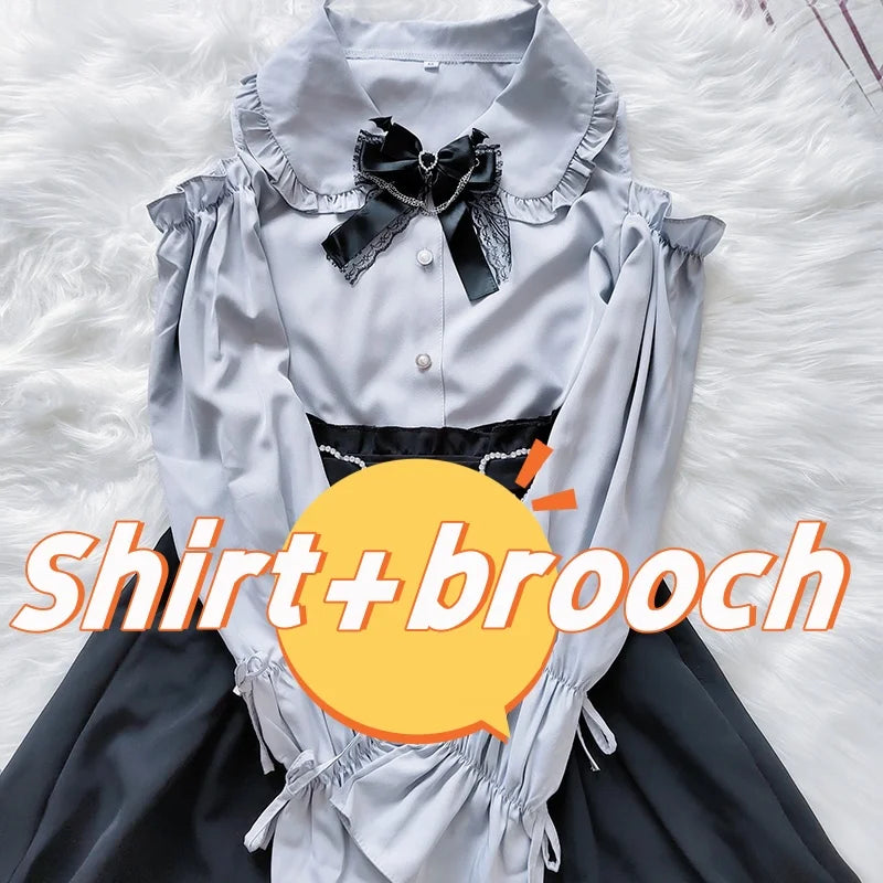 Kawaii Jirai Kei Lolita Y2K Peter Pan Collar Blouse Long Sleeve Cute Japanese-Style Aesthetic Top