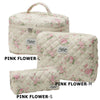 Quilted Cotton Makeup Bag – Zipper Cosmetic Organizer Box-Shaped Toiletry Case for Women & Girls