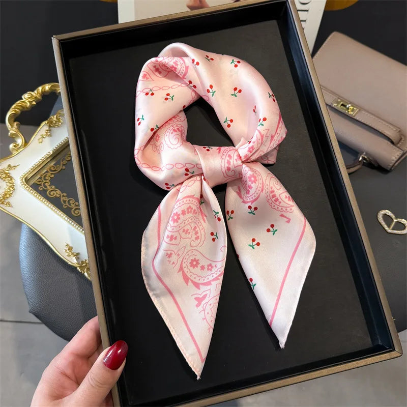 Bohemian Paisley Satin-Feel Polyester Square Scarf for Women 70×70 cm (27.6×27.6 in) – Neck, Hair, Bandana Shawl