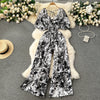 V-Neck Dolman Sleeve Polka Dot High-Waist Wide-Leg Jumpsuit for Women
