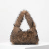Fuzzy Dopamine Shoulder Bag for Women - Cute Charm Hobo Clutch Travel Handbag