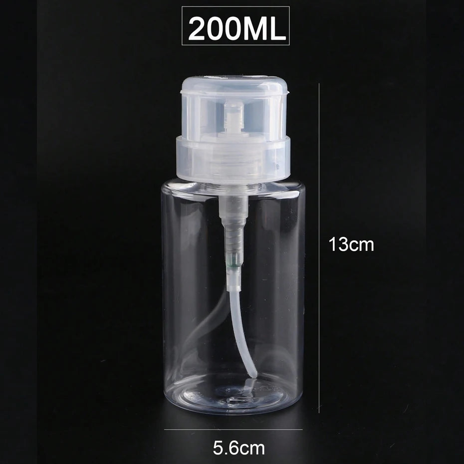 200ml (6.8 fl oz) Refillable Pump Bottle for Nail Polish Remover Press Dispenser — Manicure & Makeup Cleaner