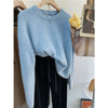 Vintage Grey V-Neck Knit Pullover Sweater for Women – Casual Loose Fit, Autumn/Winter