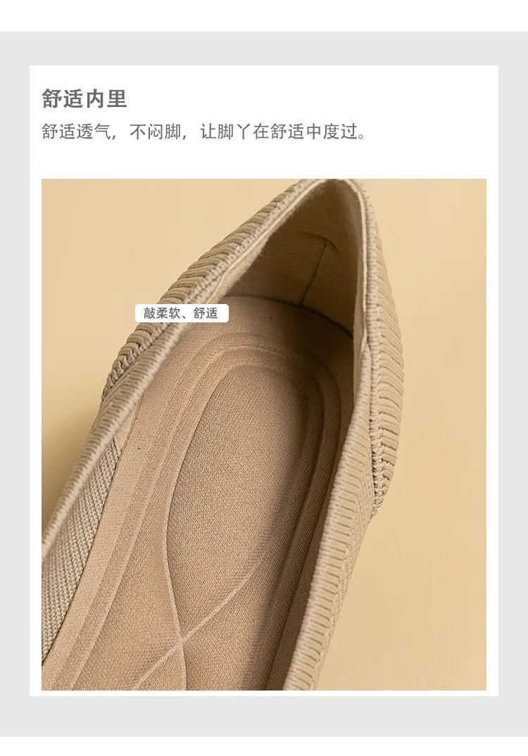 Women's Pointed-Toe Knit Slingback Pumps, Breathable Latex Insole & Anti-Slip Rubber Sole, 3.5 cm (1.38 in) Mid Heel