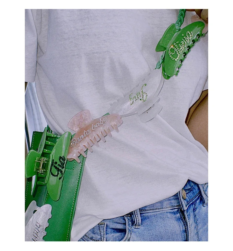 Personalized Letter Hair Clip - Handmade Custom Name Hair Claw Barrette with Rhinestones, 10cm x 4cm (3.94 in x 1.57 in)