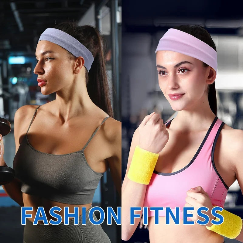 10-Pack Elastic Sports Headbands for Women - Non-Slip Stretchy Candy-Colored Sweatbands for Yoga, Running & Fitness