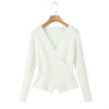 Plus Size 4XL Women's V-Neck Knitted Pullover Sweater Cross Front Slim Fit Jumper - Autumn/Winter