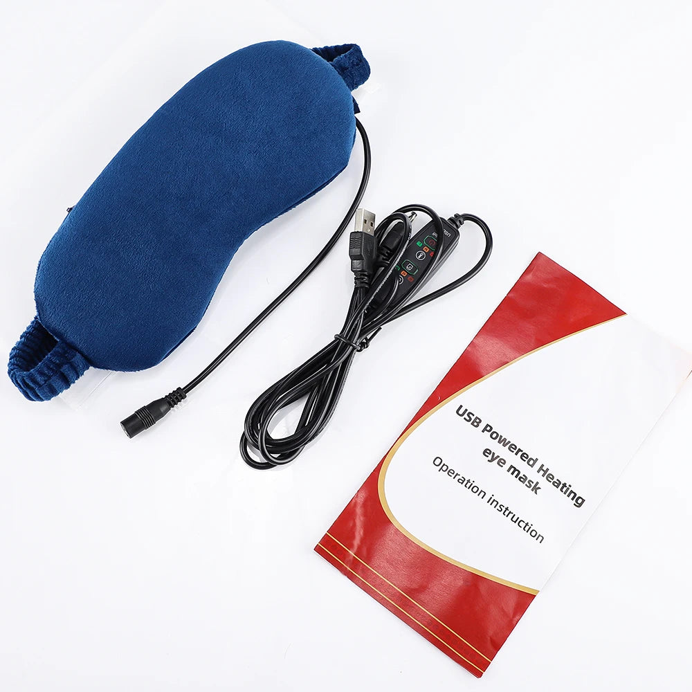 USB Heated Eye Massager Electric Eye Mask – Hot Compress & Vibration for Dark Circles, Relieves Eye Fatigue for Travel & Sleep