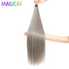 3-Pack 28-Inch (71 cm) Straight Crochet Braids Synthetic Hair Extensions High-Temperature Ombre Blonde Brown Gray