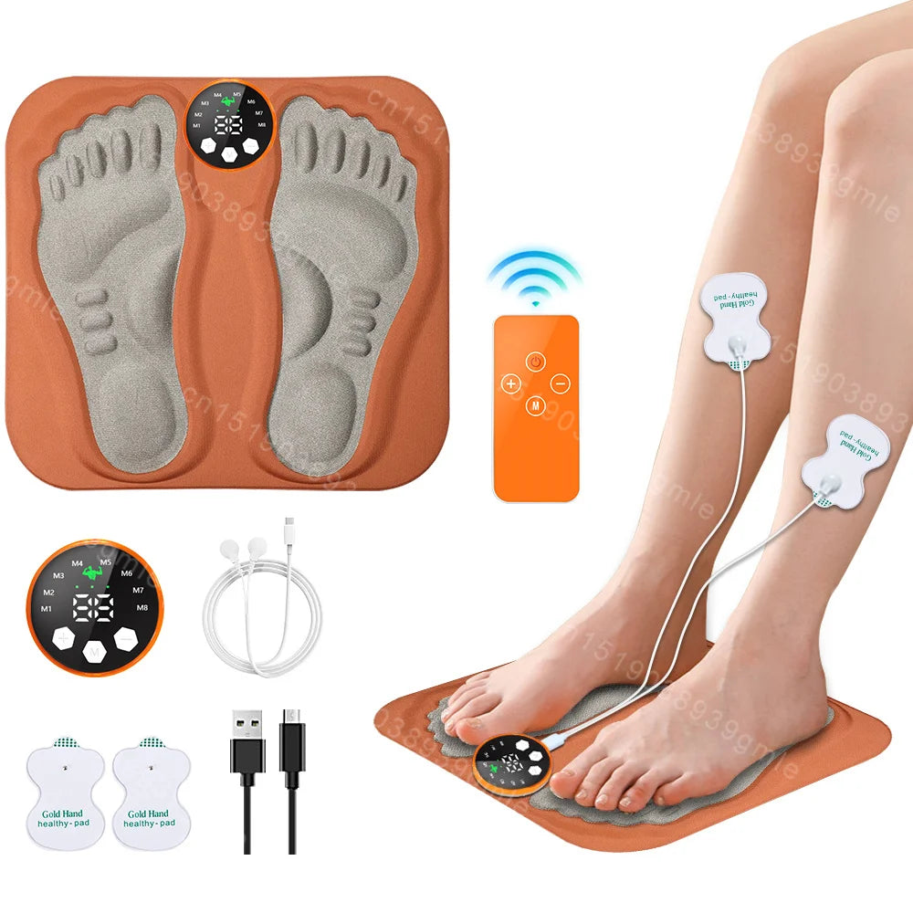 3D Smart Foot Massage Pad with RF Remote — 8 Modes, 29 Intensity Levels, Battery-Powered Stimulator for Improved Circulation & Slim Legs