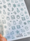 Pink Christmas Tree 5D Embossed Nail Art Stickers – Snowflake & Star Self-Adhesive Decals (4.06 x 3.15 in / 10.3 x 8 cm)