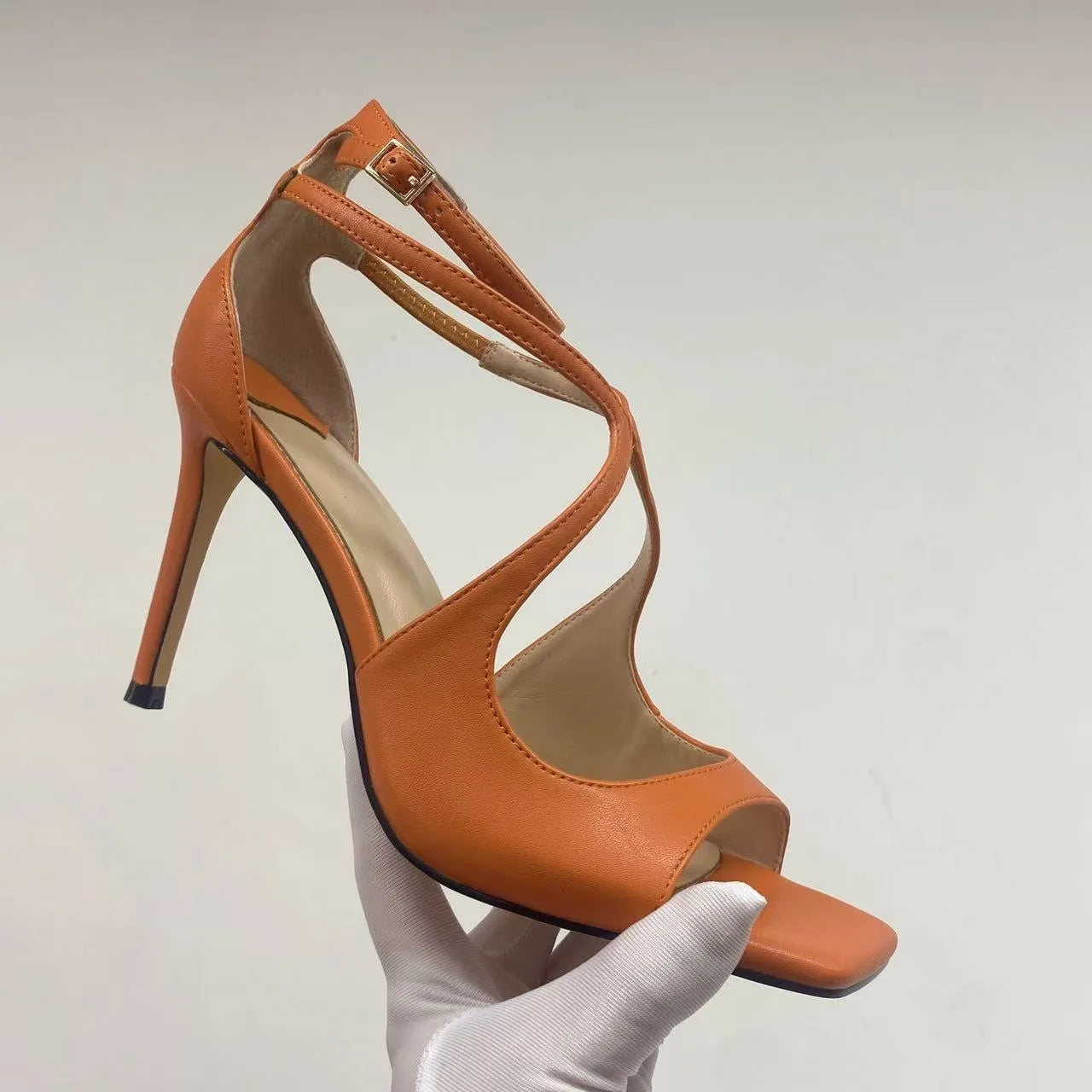 Women's Summer High Heel Open-Toe Sandals – Thin Heels Party Dance Shoes, EU 34–48 (8cm+ Heel)