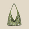 Women's Punk Metal Rivet PU Suede Bucket Shoulder Bag Underarm Tote Motorcycle Chic