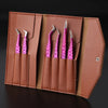6-Piece Precision Eyelash Tweezers Set for Beginners – Individual & Strip Lash Extensions with Storage Bag