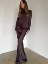 JULISSA MO Satin Hollow-Out Maxi Dress – Sleeveless High-Waist Black Evening & Party Gown