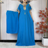 Muslim Women's Summer Cotton Dashiki Abaya - Short Sleeve Tassel Caftan Maxi Dress with Headscarf