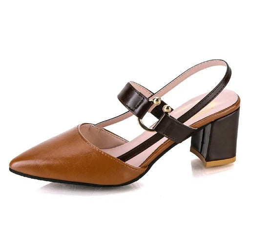 Gladiator Cutout Mary Jane Pumps Round Toe Mid Block Heel (3-5 cm) Strappy Hollow Heels for Women