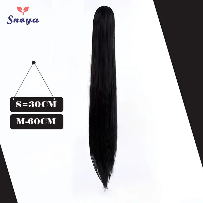 Snoya Clip-In Long Straight Ponytail Extension 60 cm / 30 cm (23.6 in / 11.8 in) Heat-Resistant Synthetic Claw Clip for Cosplay, Red, Purple, Pink, Blue