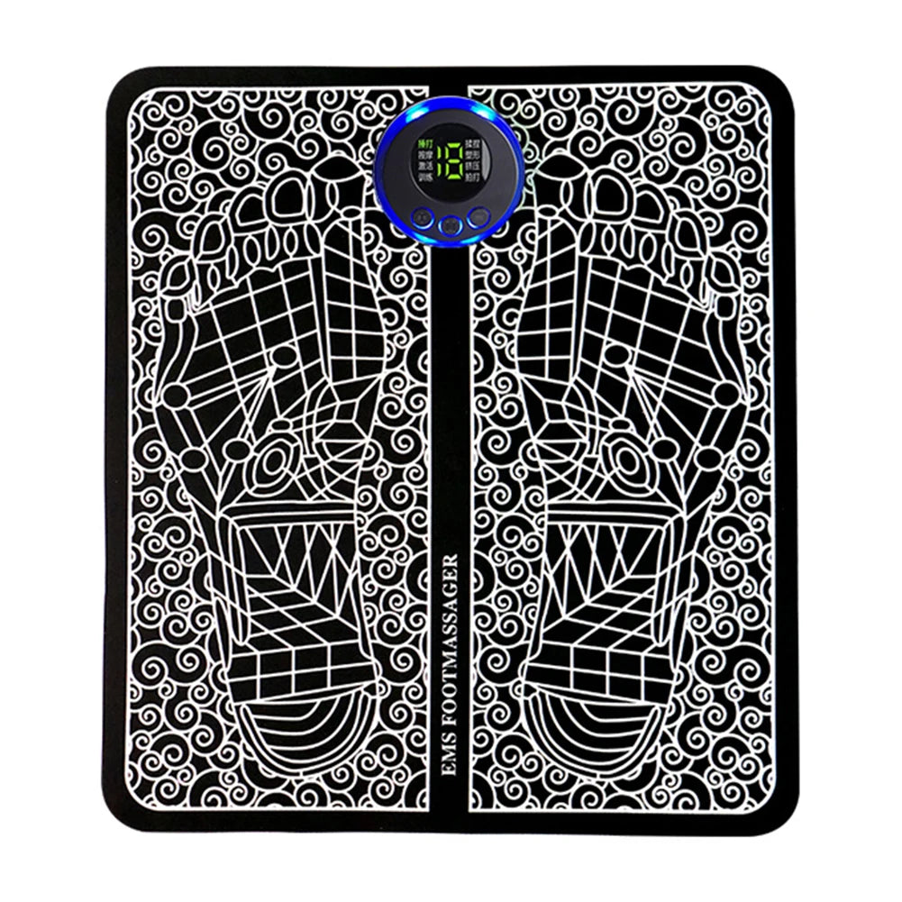 EMS Foot Circulation Massager – USB Rechargeable Portable Foot Massage Mat with 8 Modes & Remote, EMS Muscle Stimulator for Legs & Feet