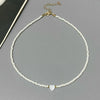 Shell Heart Choker Necklace with Colorful Glass Beads Adjustable 34+10cm (13.4+3.9in) Spring Summer Fashion Gift for Friend