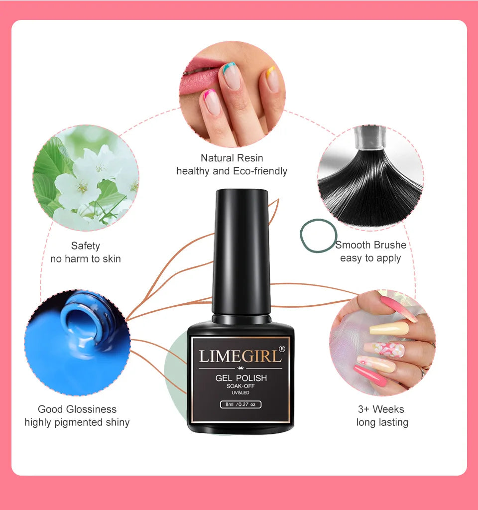 LIMEGIRL Gel Nail Kit with UV/LED Lamp, Electric Nail Drill & Soak-Off Manicure Set